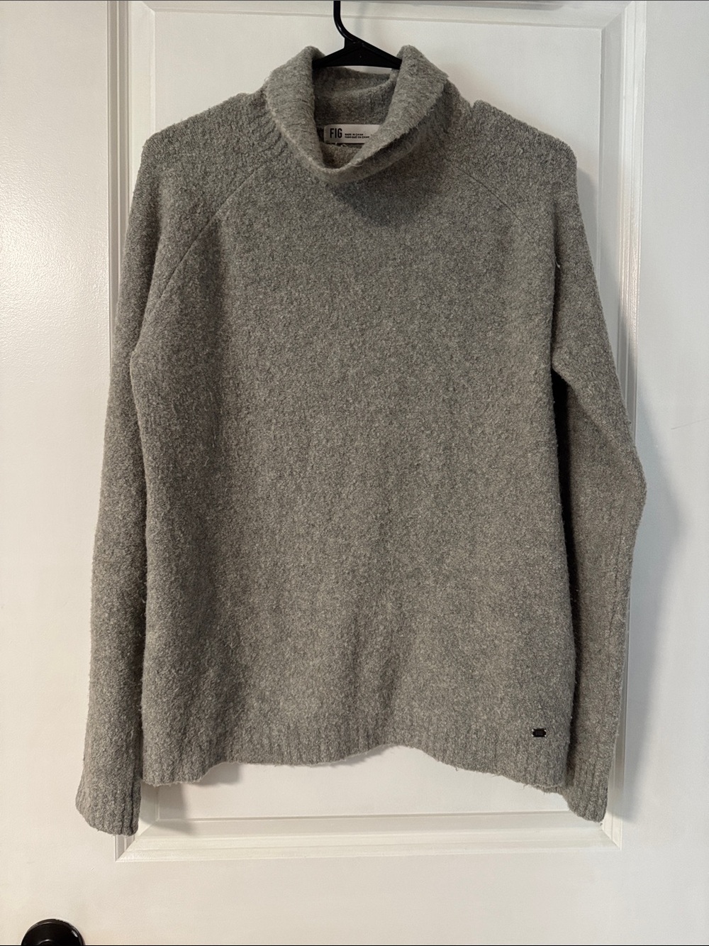 Figs Womens Heather Gray Merino Wool Blend Turtleneck Sweater
